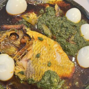 Sam’s Kontomire Abomu with Yam
